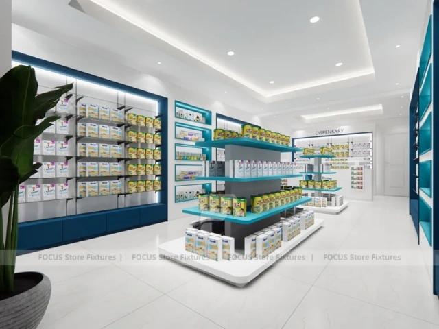 Solar Prime Pharmacy Counter and Gondola Display Layout