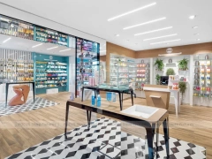 Teal Backwall Pharmacy Display and Consultation Desk