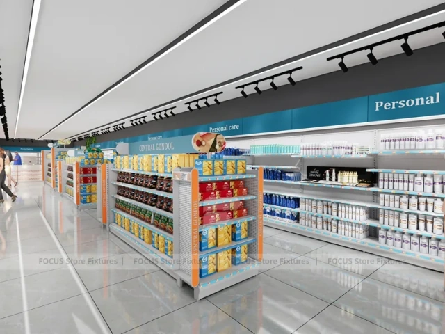 Teal Black Personal Care Pharmacy Wall Display Aisles