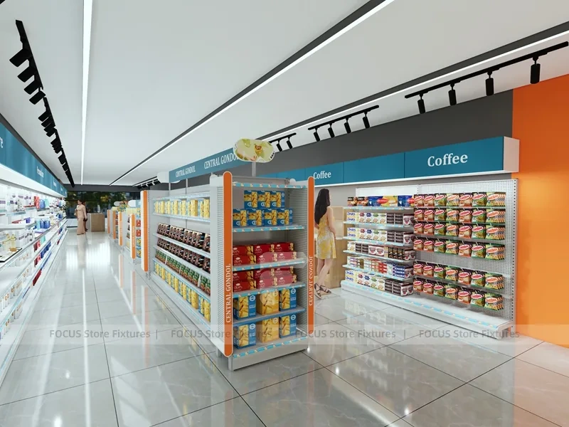 Teal Black Personal Care Pharmacy Wall Display Aisles