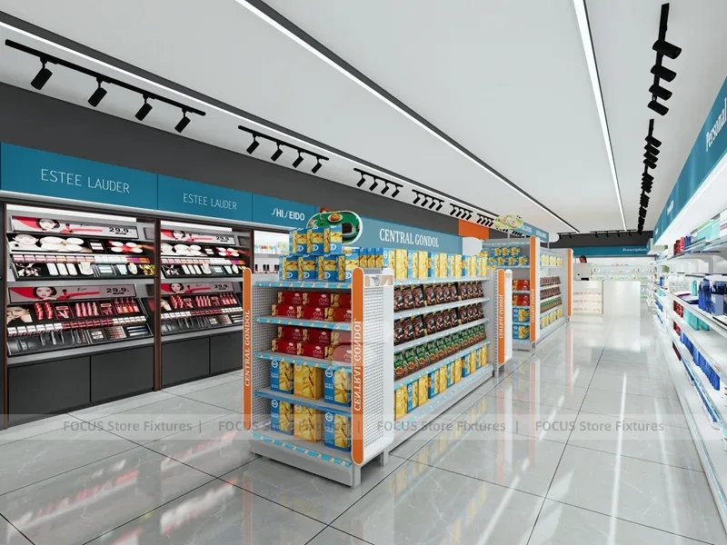 Teal Black Personal Care Pharmacy Wall Display Aisles
