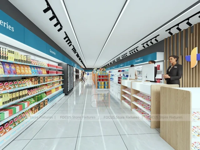 Teal Black Personal Care Pharmacy Wall Display Aisles