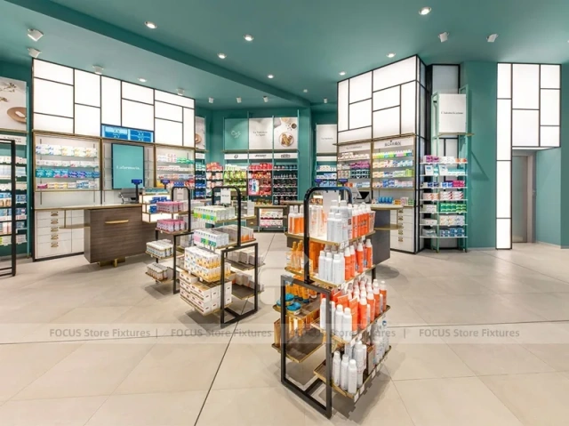 Teal Ceiling Pharmacy Gondola and Counter Store