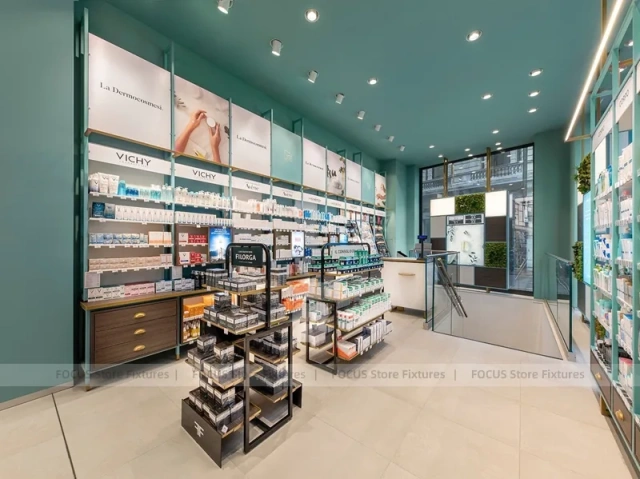Teal Ceiling Pharmacy Gondola and Counter Store