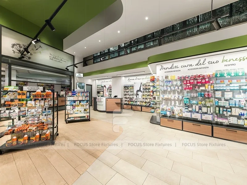 Teal Ceiling Pharmacy Gondola and Counter Store