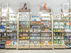 Teal Counter Pharmacy Retail Shelving Interior
