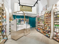 Teal Counter Pharmacy Retail Shelving Interior