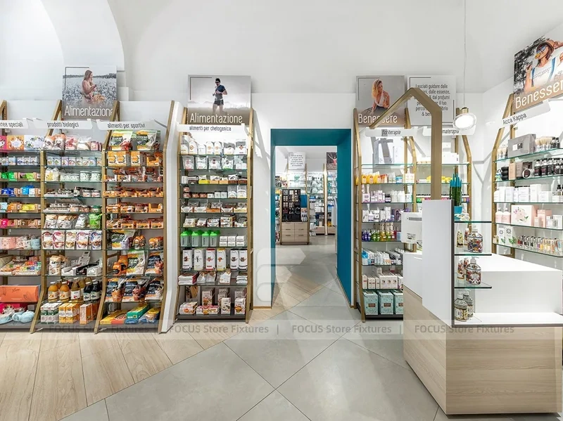 Teal Counter Pharmacy Retail Shelving Interior