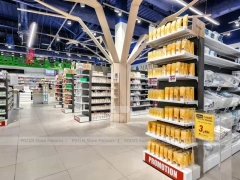 Timber Column Pharmacy Gondola Shelving Layout