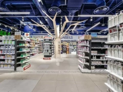 Timber Column Pharmacy Gondola Shelving Layout