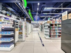 Timber Column Pharmacy Gondola Shelving Layout