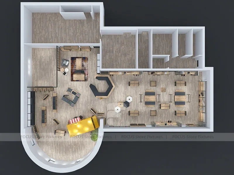 Top View Boutique Apparel Store Fixture Layout