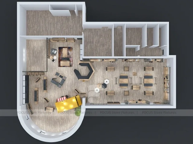 Top View Boutique Apparel Store Fixture Layout
