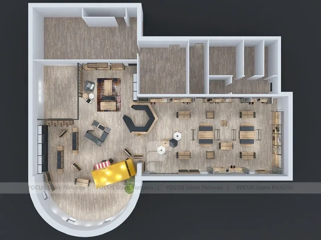 Top View Boutique Apparel Store Fixture Layout