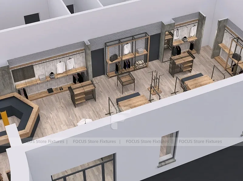 Top View Boutique Apparel Store Fixture Layout
