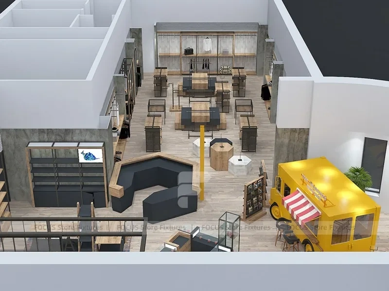 Top View Boutique Apparel Store Fixture Layout
