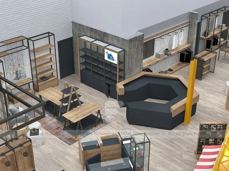Top View Boutique Apparel Store Fixture Layout