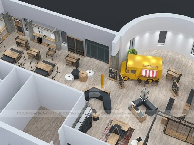 Top View Boutique Apparel Store Fixture Layout