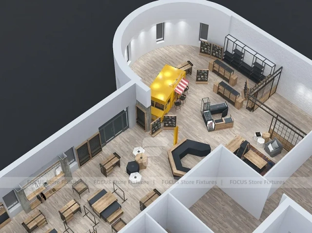 Top View Boutique Apparel Store Fixture Layout