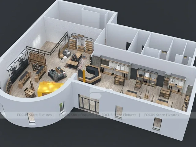 Top View Boutique Apparel Store Fixture Layout