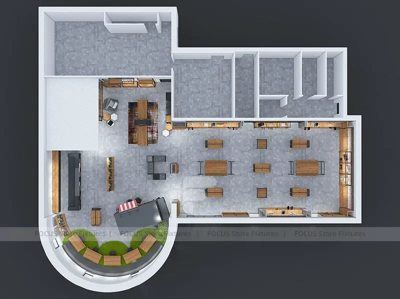 Top View Boutique Apparel Store Fixture Layout