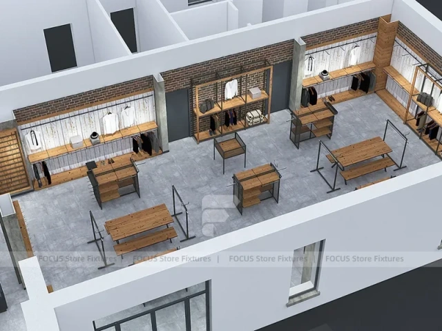 Top View Boutique Apparel Store Fixture Layout