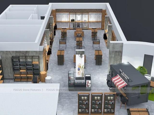 Top View Boutique Apparel Store Fixture Layout