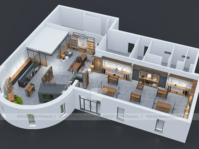 Top View Boutique Apparel Store Fixture Layout
