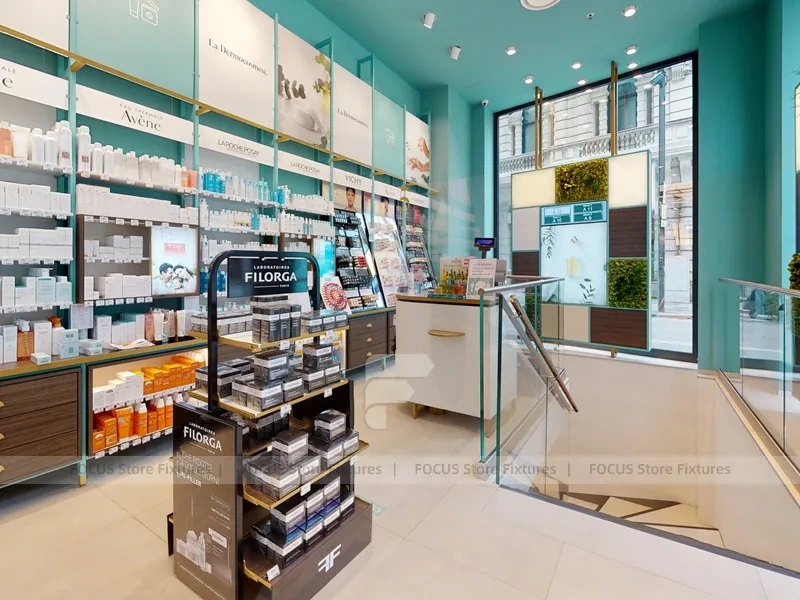 Turquoise Pharmacy Gondola and Wall Display Store