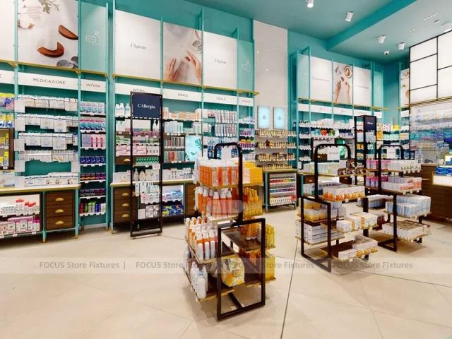 Turquoise Pharmacy Gondola and Wall Display Store