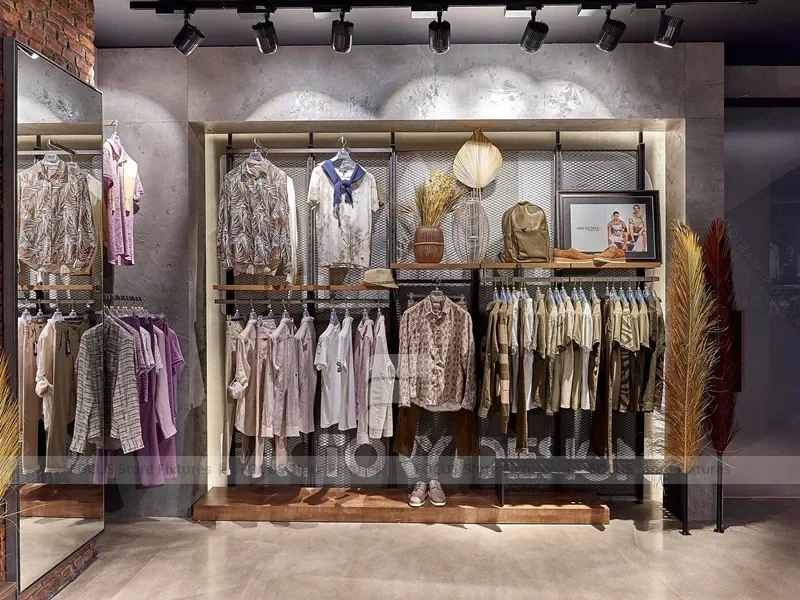 Warm Boutique Apparel Wall and Rack Display