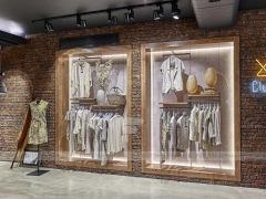 Warm Brick Wall Apparel Store Display