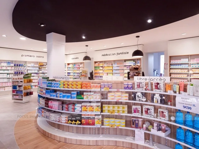 Warm Sport and Health Pharmacy Counter Layout