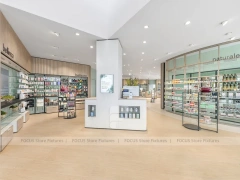 Warm Wood Pharmacy Checkout and Wall Display Interior