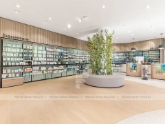Warm Wood Pharmacy Checkout and Wall Display Interior