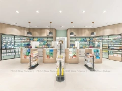 Warm Wood Pharmacy Checkout and Wall Display Interior