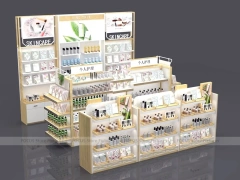 White Beauty Island Display Table with Illuminated Shelves