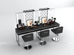 White Beauty Island Display Table with Illuminated Shelves