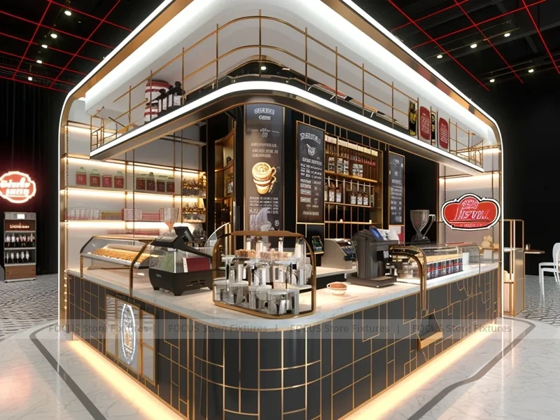 White Black Coffee Corner Kiosk