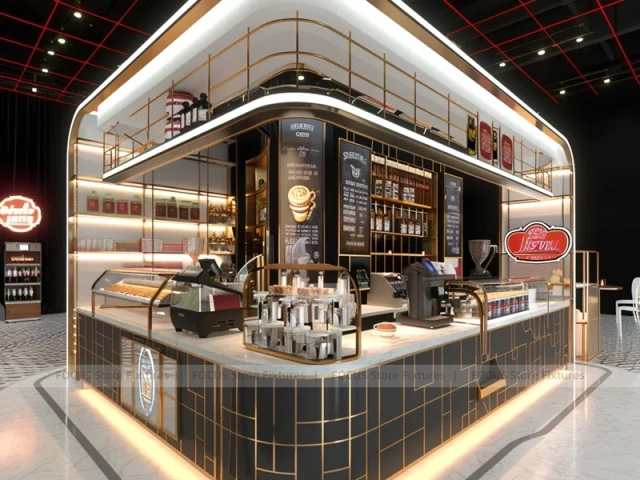 White Black Coffee Corner Kiosk