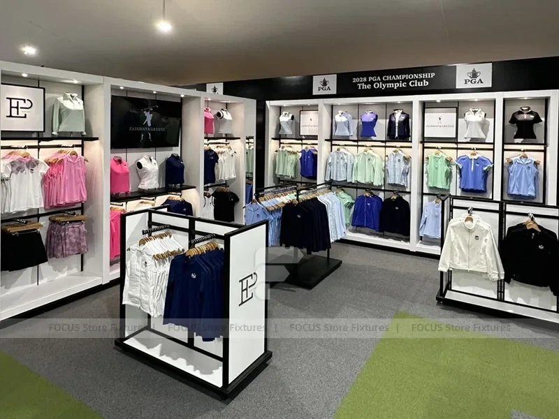 White Black Lifestyle Apparel Wall and Island Display