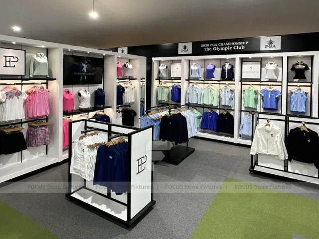 White Black Lifestyle Apparel Wall and Island Display
