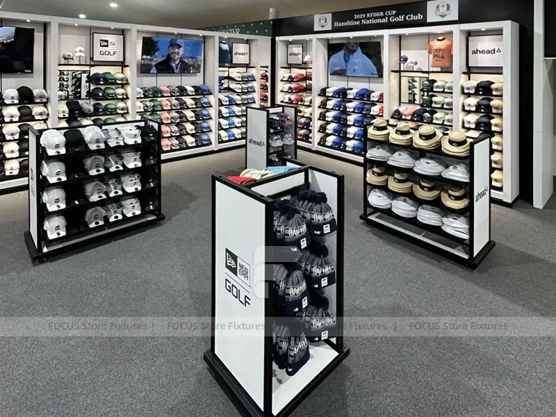 White Black Lifestyle Apparel Wall and Island Display
