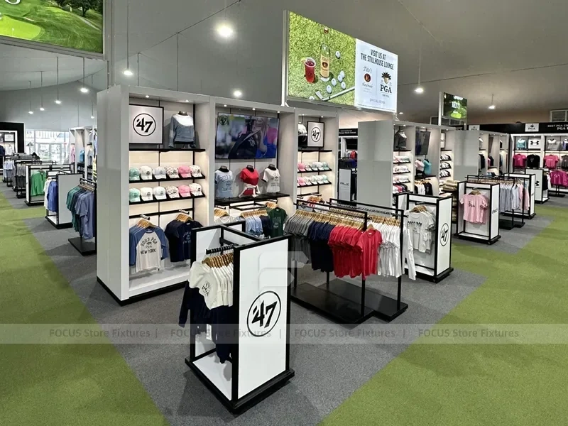White Black Lifestyle Apparel Wall and Island Display