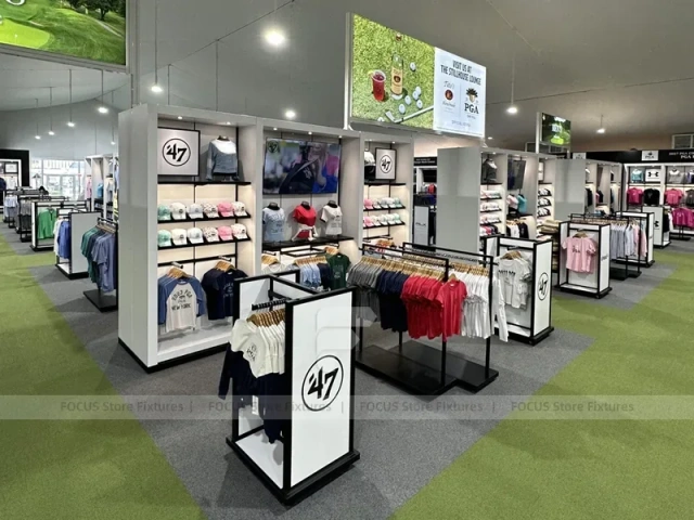 White Black Lifestyle Apparel Wall and Island Display