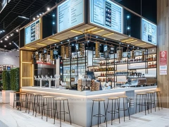 White Blue Coffee Bar Island Layout