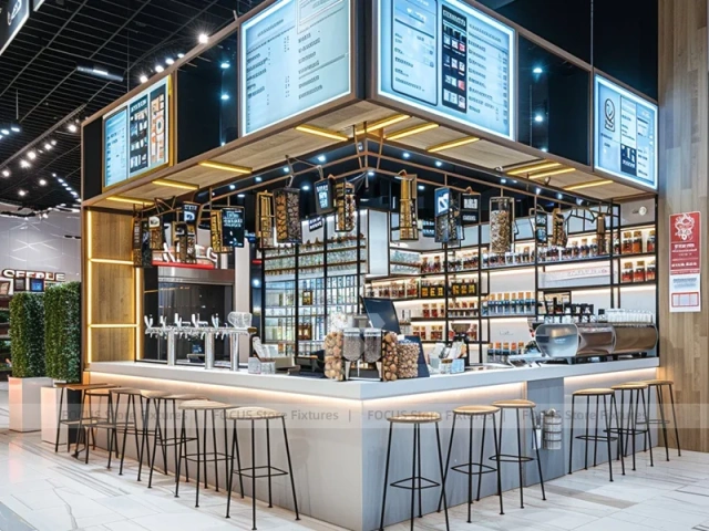 White Blue Coffee Bar Island Layout