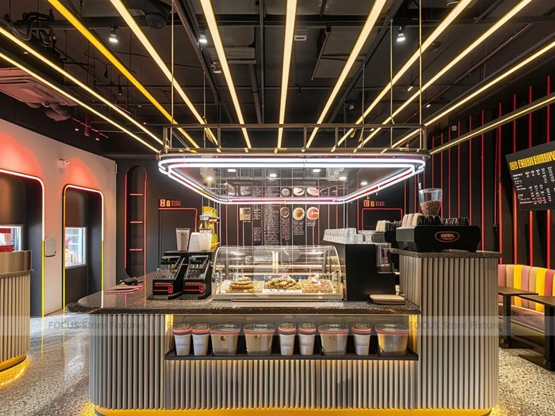 White Blue Coffee Bar Island Layout