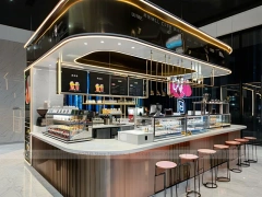White Blue Coffee Bar Island Layout