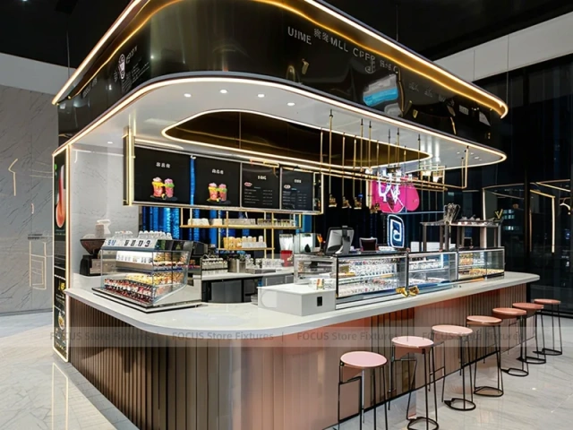 White Blue Coffee Bar Island Layout